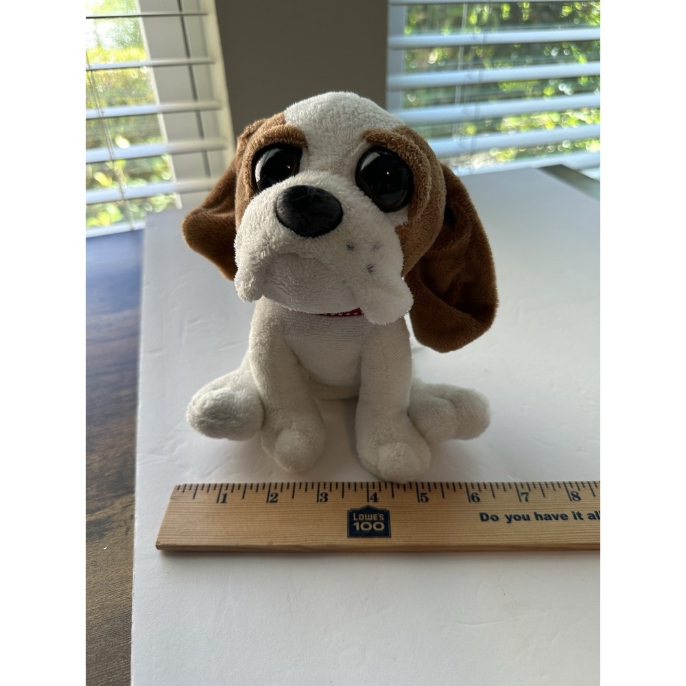 Vintage 1994 Petting Zoo Bright Eyez Beagle Hound Dog Plush 8" Brown White - Picture 7 of 8